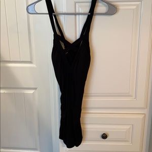 Black built in bra criss crosses back top
